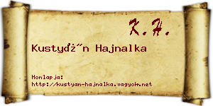 Kustyán Hajnalka névjegykártya